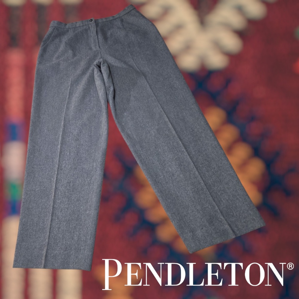 VTG Pendleton Straight Leg Lined Pants Womens‎ 100% Virgin Wool Gray 16 Petite